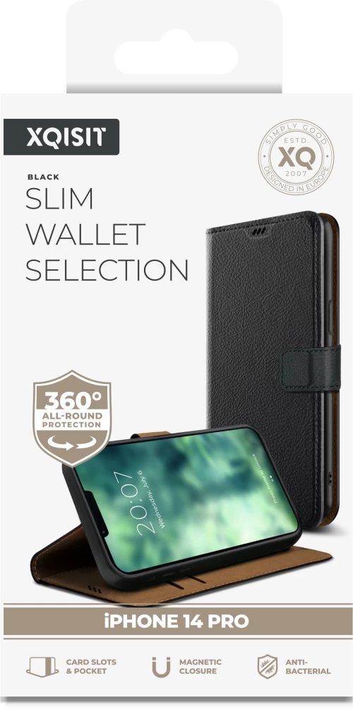 Xqisit np slim wallet selection anti bacterial for iphone 14 pro black