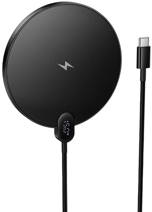 Wireless Charger Hoco Cw62 15W With Cable Usb C And Digital Display Black