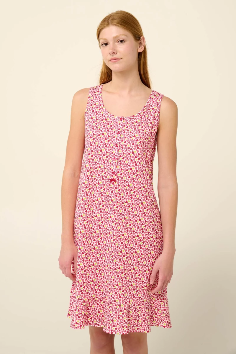 Vamp γυναικείο νυχτικό cotton regular fit 22280-pink blossom