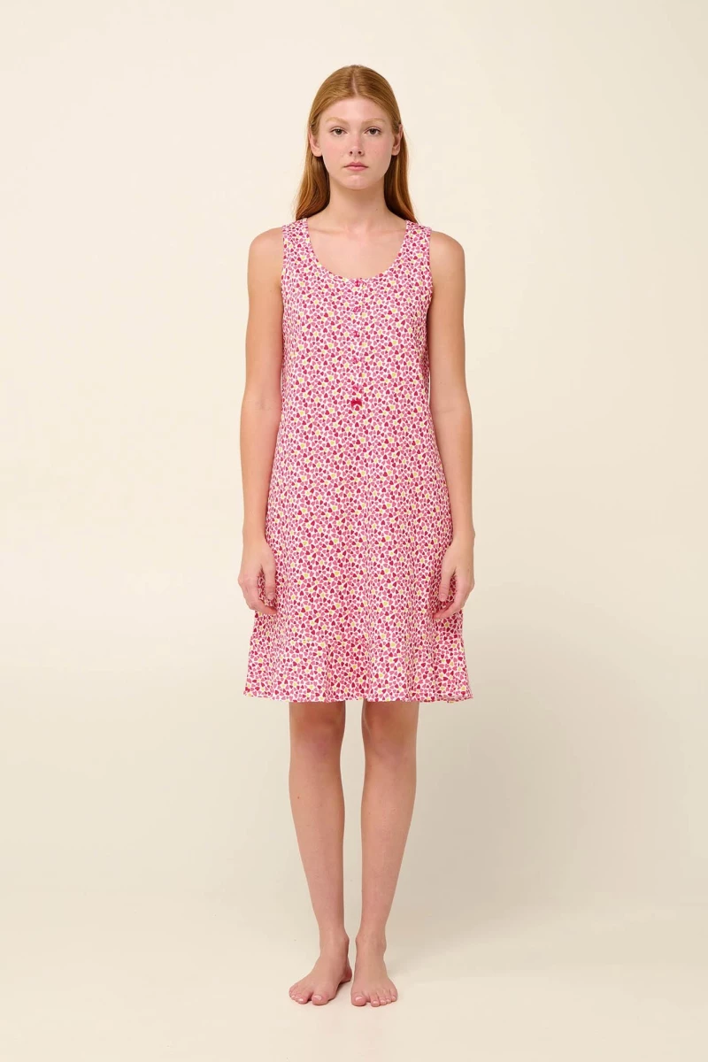 Vamp γυναικείο νυχτικό cotton regular fit 22280-pink blossom