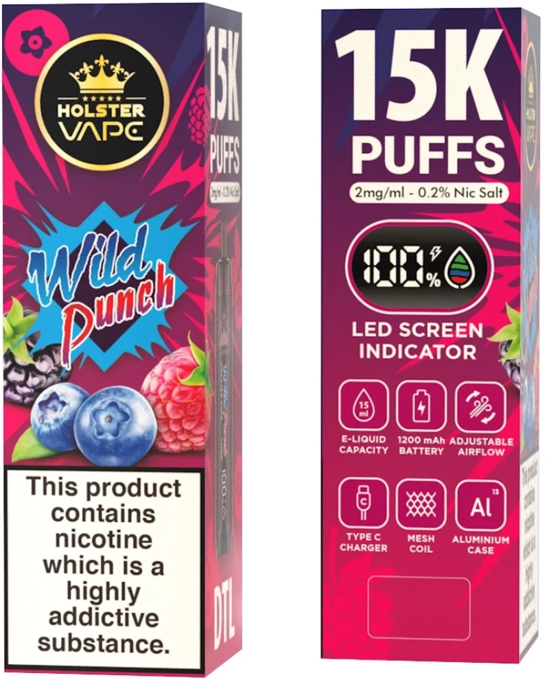 Holster Vape 15K Puffs Ηλεκτρονικό Τσιγάρο Μιας Χρήσης Wild Punch • Find.gr