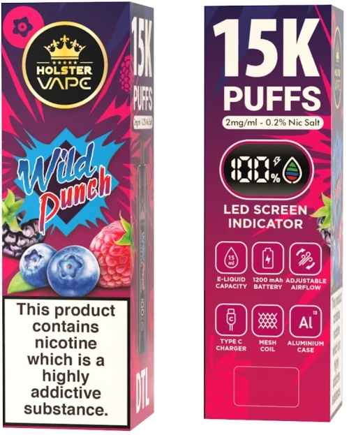 Holster Vape 15K Puffs     Wild Punch  Find.gr