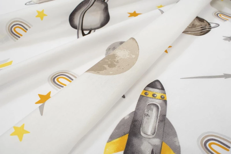 Σετ Σεντόνια Κούνιας (120x160) Space Mission 183 White-Grey βαμβακερά Dimcol
