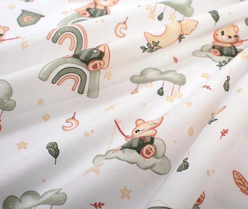 Σετ Σεντόνια Μονά 2τμχ (160x240) Cloudy Bear 581 White-Olive βαμβακερά DimCol