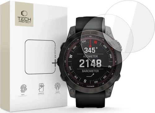 Tempered Glass Garmin Fenix 7 / 7 Pro 47mm Tech-Protect Glass Fit+ Αντιχαρακτικό Γυαλί Προστασίας Οθόνης 2 Τεμάχια - Clear (5906302318582)