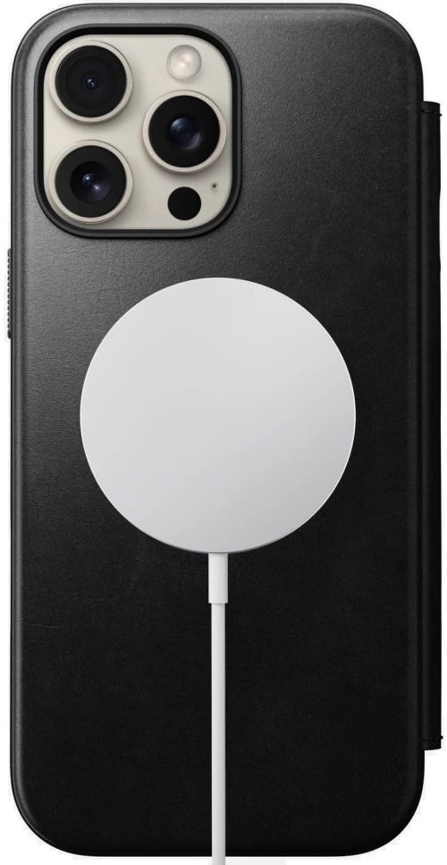 Θήκη iPhone 16 Pro Max Nomad Modern Leather Folio Horween Δερμάτινο Πορτοφόλι με MagSafe - Black (NM01672685)