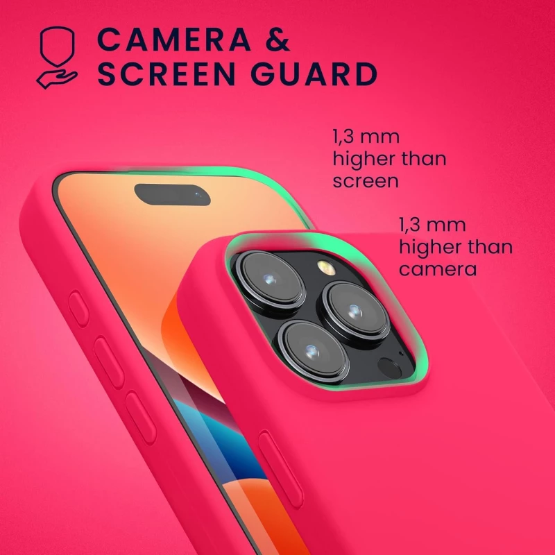 Θήκη iPhone 16 Pro Max KWmobile Soft Flexible Rubber Cover Σιλικόνης - Neon Pink (KWM000022TX002C)