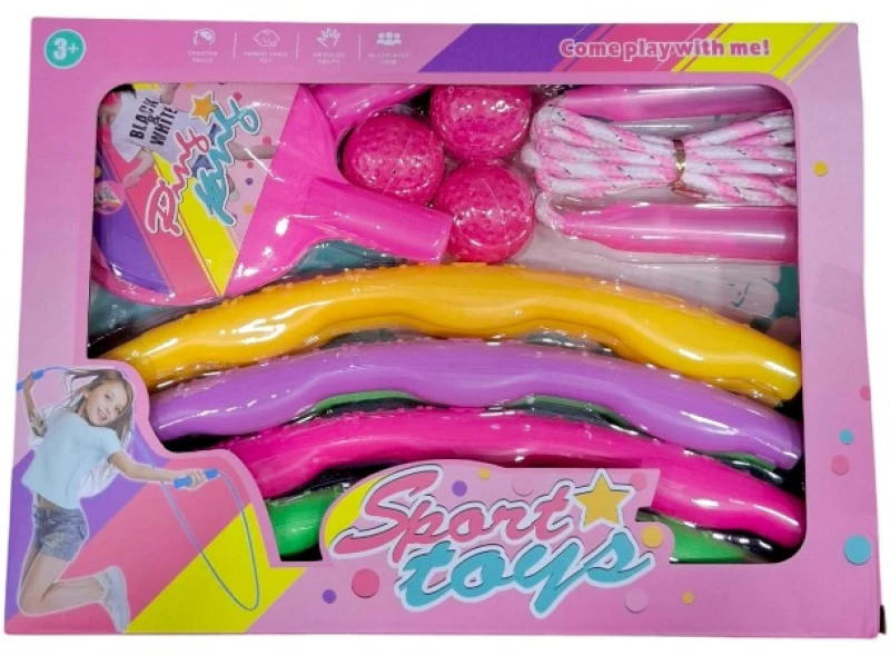 Παιδικό σετ άθλησης - Ping Pong - Σχοινάκι - Hula Hoop - 215579 - Pink