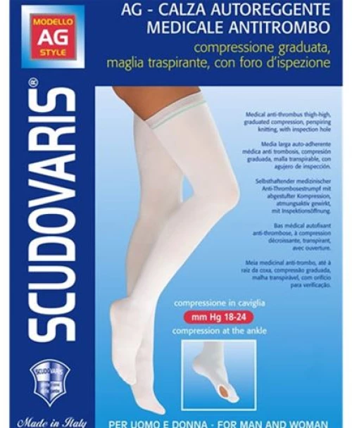 Scudovaris Αντιθρομβωτική Κάλτσα Ριζομηρίου με Σιλικόνη έως 1,75cm ύψος 18-24mmHg 426 2τμχ Νο2 Λευκό