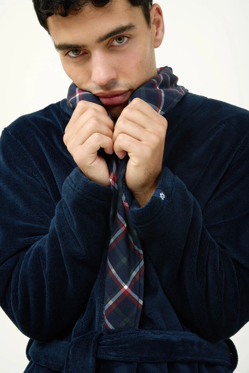 Ανδρική Σταυρωτή Fleece Ρόμπα - 23691