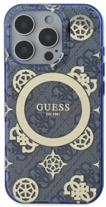 Guess GUHMP16XH4PYEEB iPhone 16 Pro Max 6.9" blue/blue hardcase IML Peony On 4G Background MagSafe