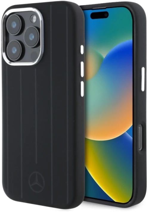 Mercedes MEHMP16L23SUVSK iPhone 16 Pro 6.3" black/black hardcase Silicone Vertical Tonal Stripes MagSafe