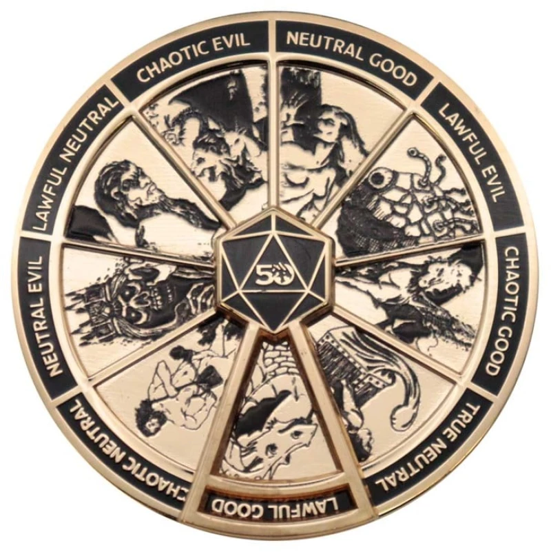 Dungeons & Dragons 24k Gold Plated Alignment Spinner Pin Badge / Fan Shop and Merchandise