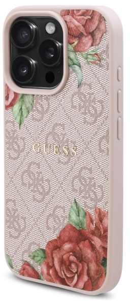 Guess GUHMP16LP4ROPEMCP iPhone 16 Pro 6.3" pink/pink hardcase 4G Flowers Print MagSafe