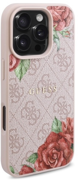 Guess GUHMP16LP4ROPEMCP iPhone 16 Pro 6.3" pink/pink hardcase 4G Flowers Print MagSafe