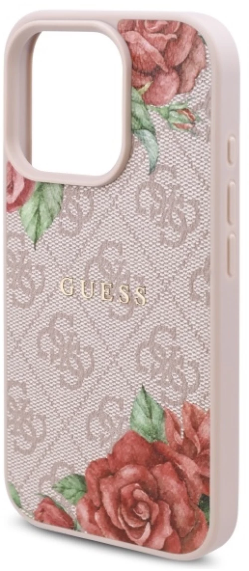 Guess GUHMP16LP4ROPEMCP iPhone 16 Pro 6.3" pink/pink hardcase 4G Flowers Print MagSafe
