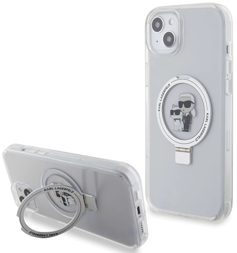 Karl Lagerfeld KLHMP15MHMRSKCH iPhone 15 Plus / 14 Plus 6.7" white/white hardcase Ring Stand Karl&Choupette MagSafe