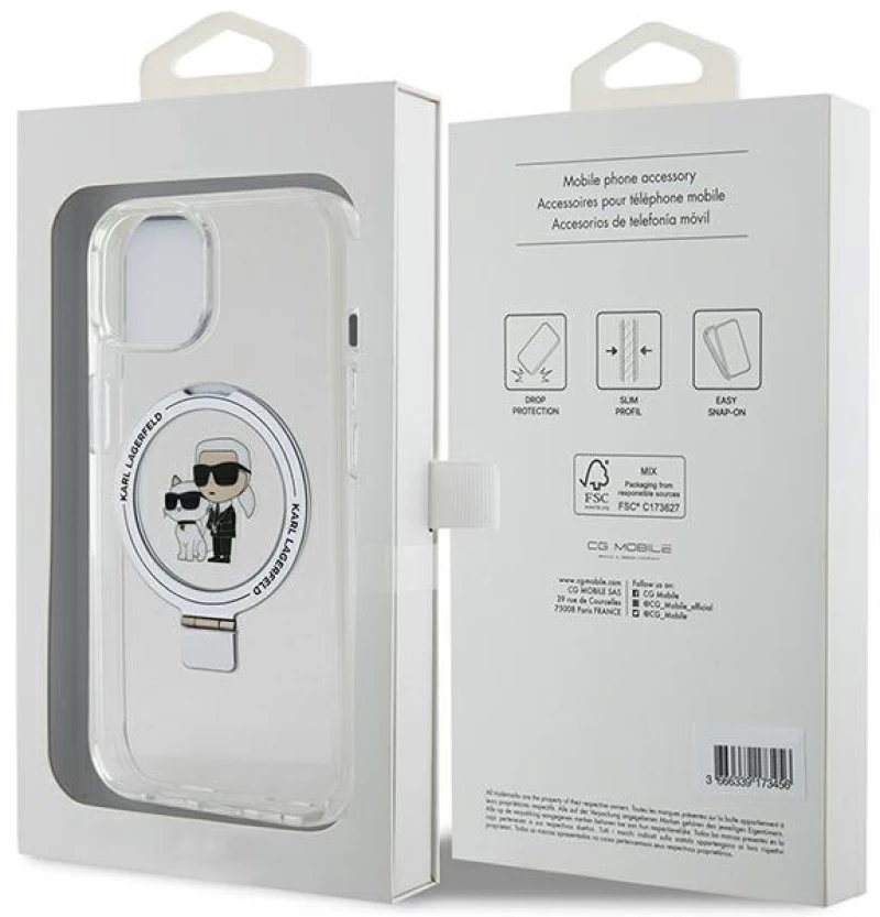Karl Lagerfeld KLHMP15MHMRSKCH iPhone 15 Plus / 14 Plus 6.7" white/white hardcase Ring Stand Karl&Choupette MagSafe