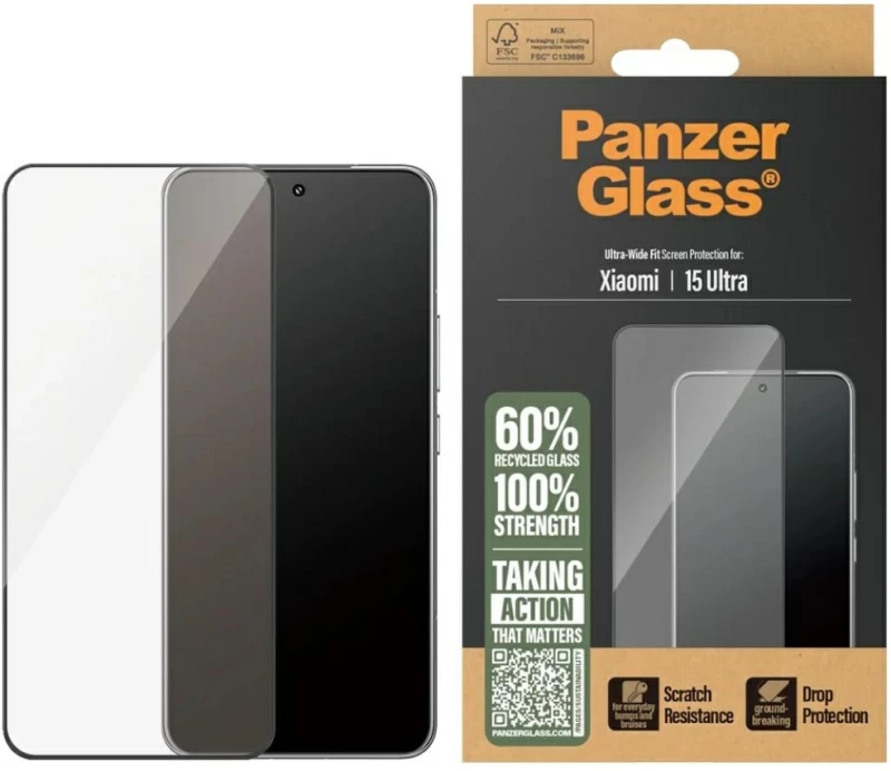 PanzerGlass Ultra-Wide Fit Tempered Glass w. Black Frame for Xiaomi 15 Ultra