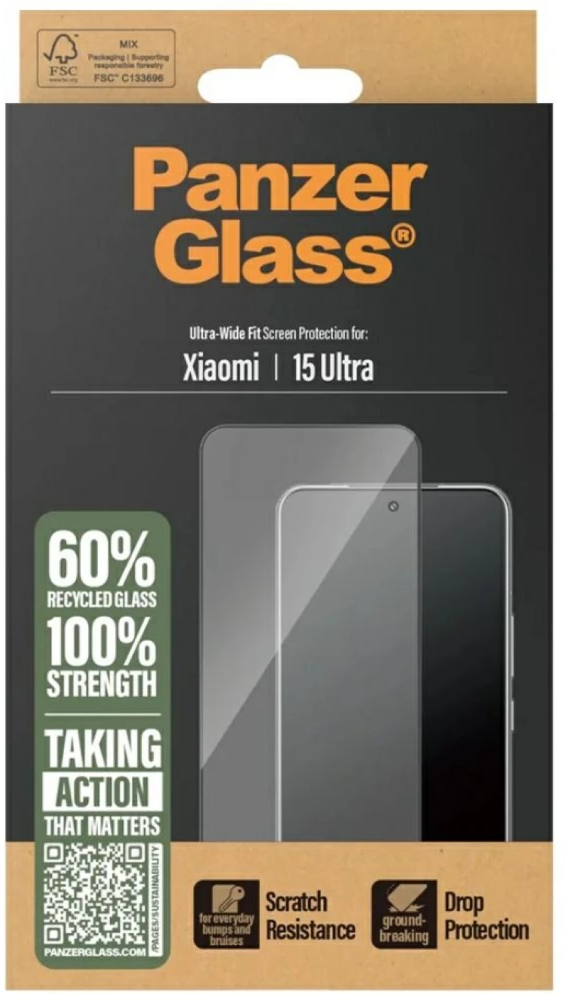 PanzerGlass Ultra-Wide Fit Tempered Glass w. Black Frame for Xiaomi 15 Ultra