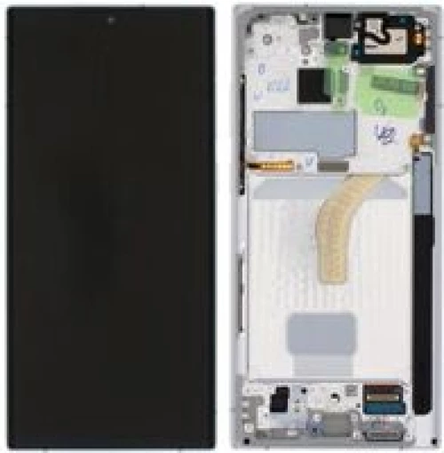 For Galaxy (GH82-27488C-FG3) OLED Touchscreen incl. frame (Compatible soft) - White, For Galaxy S22 Ultra; SM-S908