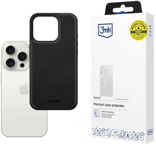 3mk Hardy Apple Silky Leather MagCase for Apple iPhone 15 Pro - Black