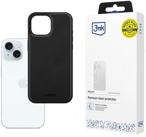 3mk Hardy Apple Silky Leather MagCase for Apple iPhone 15 - Black
