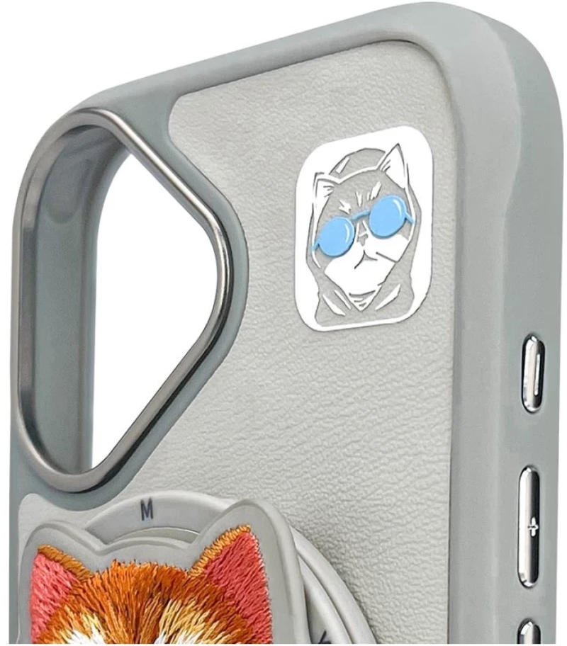 Nimmy Glasses Cool Cat MagSafe Case for iPhone 16 - Gray