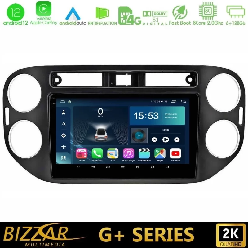 Bizzar G+ Series VW Tiguan (23mm alarm button) 8core Android12 6+128GB Navigation Multimedia Tablet 9" U-G-VW0639