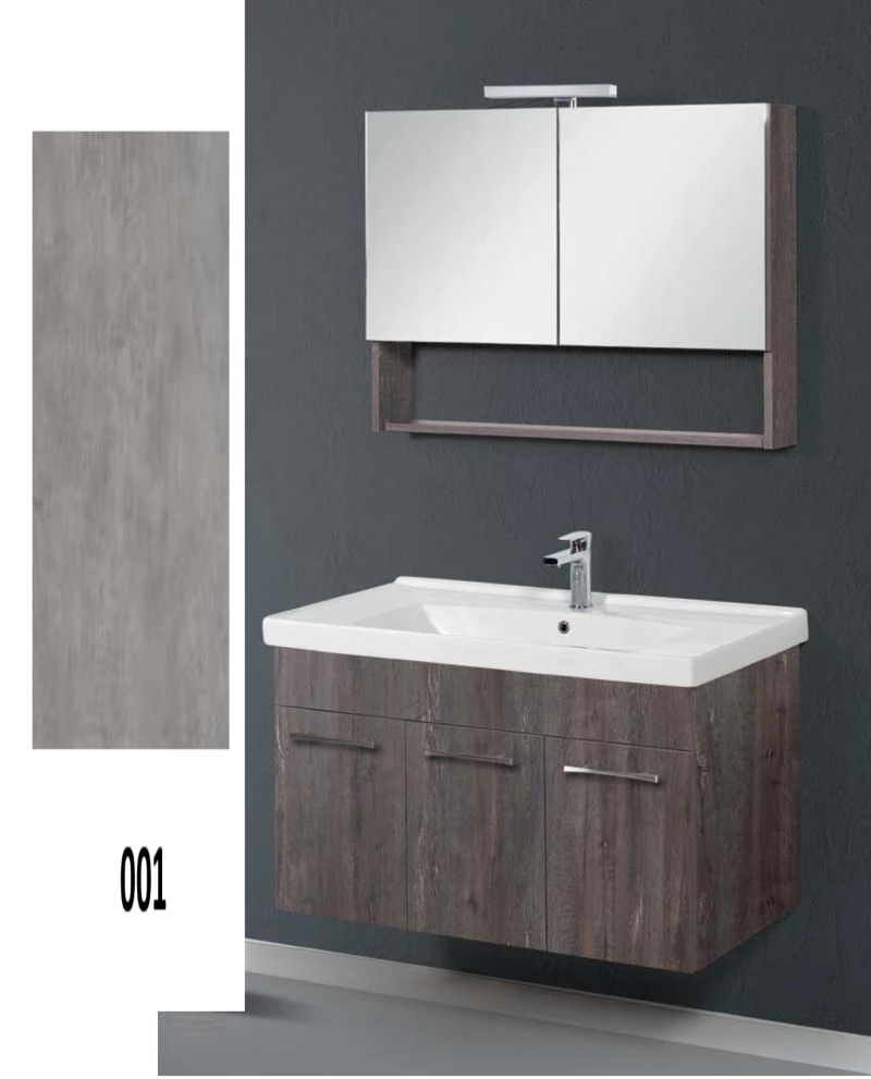 Έπιπλο Μπάνιου Cappuccino MDF Laminate Βάση, Καθρέπτης, Νιπτήρας 60cm 112