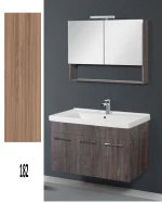 Έπιπλο Μπάνιου Cappuccino MDF Laminate Βάση, Καθρέπτης, Νιπτήρας 100cm 182