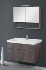 Έπιπλο Μπάνιου Cappuccino MDF Laminate Βάση, Καθρέπτης, Νιπτήρας 60cm 307