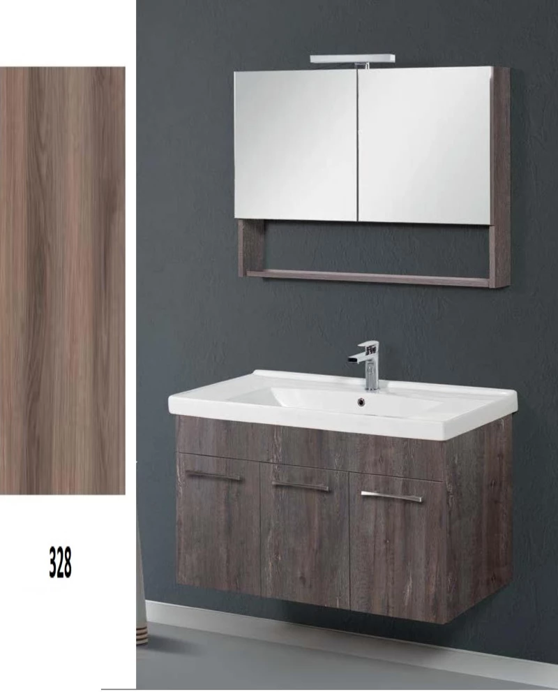 Έπιπλο Μπάνιου Cappuccino MDF Laminate Βάση, Καθρέπτης, Νιπτήρας 60cm 326