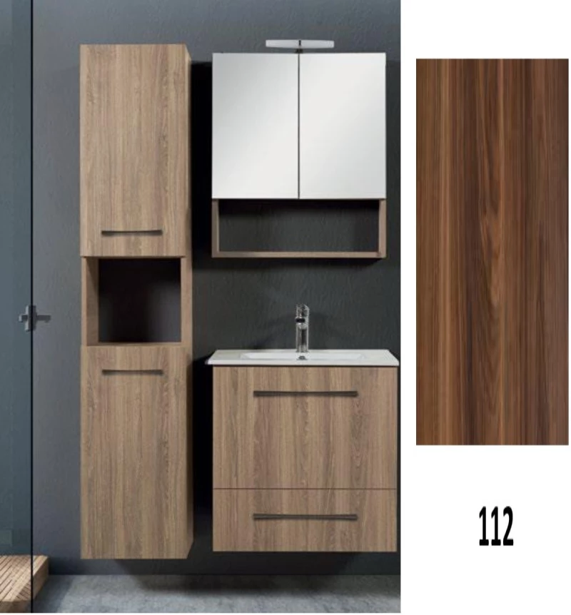 Έπιπλο Μπάνιου MDF Laminate Dual M 60cm Βάση, νιπτήρας, καθρέπτης  Στήλη: Χωρίς Στήλη 112