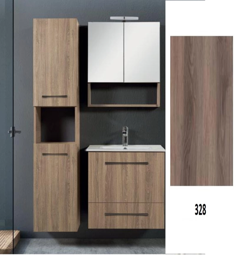 Έπιπλο Μπάνιου MDF Laminate Dual M 60cm Βάση, νιπτήρας, καθρέπτης  Στήλη: Χωρίς Στήλη 328