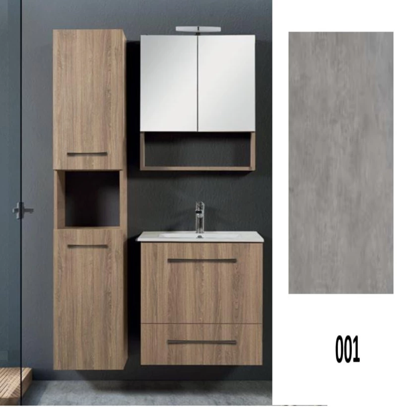 Έπιπλο Μπάνιου MDF Laminate Dual M 70cm Βάση, νιπτήρας, καθρέπτης  Στήλη: Χωρίς Στήλη 001
