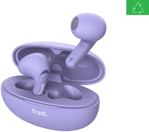 Trust TR-25299 Yavi Earbud Bluetooth Handsfree Ακουστικά με Θήκη Φόρτισης Μωβ