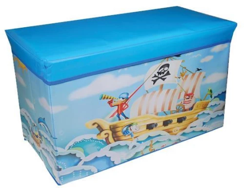 Σκαμπό Παιδικό NEXT με Αποθηκευτικό Χώρο Πτυσσόμενο από Ύφασμα Pirates Ship Γαλάζιο 60x35x35cm