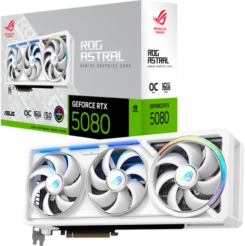 Asus GeForce RTX 5080 ROG ASTRAL GAMING OC WHITE (DLSS 4, 3x DisplayPort, 2x HDMI 2.1)