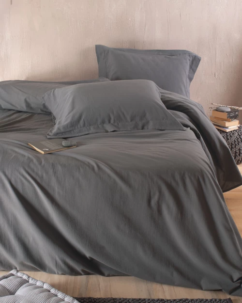 Whisper βαμβακερά σεντόνια για υπέρδιπλο κρεβάτι σε γκρι απόχρωση σετ με δύο μαξιλαροθήκες 240x280 εκ