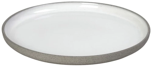 Sandy στρογγυλό κεραμικό ρηχό πιάτο με λευκό εσωτερικό και εξωτερικό σε γκρι απόχρωση σετ 3 τεμαχίων 26 εκ