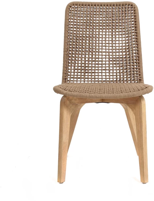 Zoe Latte καρέκλα με ξύλινη βάση και κάθισμα με πλεγμένο σχοινί σε μπεζ απόχρωση 45x57x88 εκ
