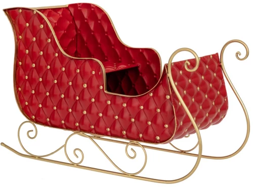 Χριστουγεννιάτικο μεταλλικό διακοσμητικό έλκηθρο σε κόκκινη απόχρωση 64x30x42 εκ