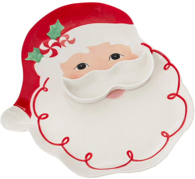 Χριστουγεννιάτικη πιατέλα από πολυρεζίνη σε σχήμα Άγιου Βασίλη 32x36 εκ
