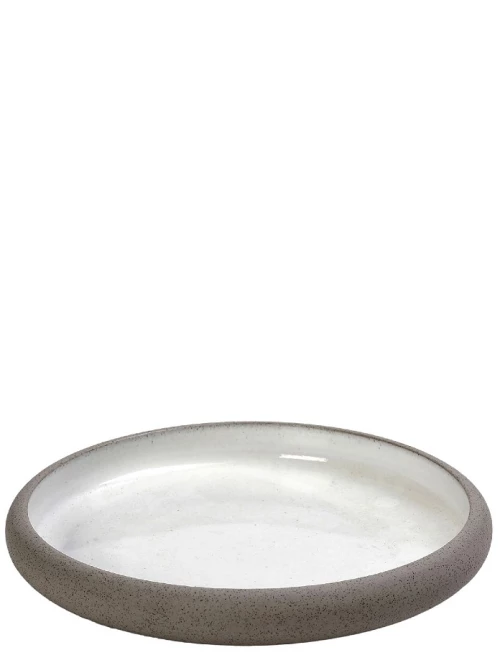 Sandy στρογγυλό κεραμικό ρηχό πιάτο με λευκό εσωτερικό και εξωτερικό σε γκρι απόχρωση σετ 2 τεμαχίων 15 εκ