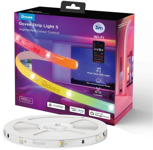 Govee RGBIC Wi-Fi + Bluetooth LED Strip Light S H612F - LED Strip with Protective Coating 3m