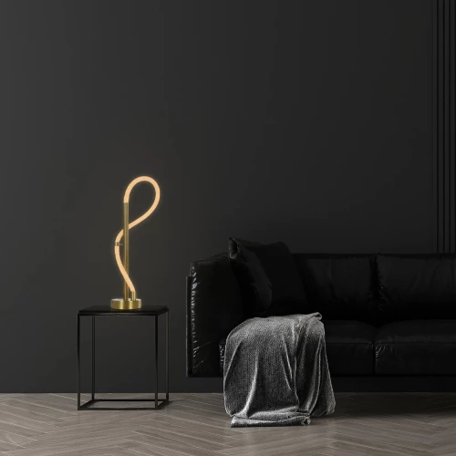 kelvo® GLOW 61685 Μοντέρνο Επιτραπέζιο Φωτιστικό Πορτατίφ LED 18W 1800lm 360° AC 220-240V IP20 Ρυθμιζόμενο Λευκό CCT με Αφή 2700K/4500K/6000K Dimmable - Lumileds SMD Chip - Χρυσό Πλατίνα & Λευκό Νήμα - Μ30 x Π30 x Υ60cm -