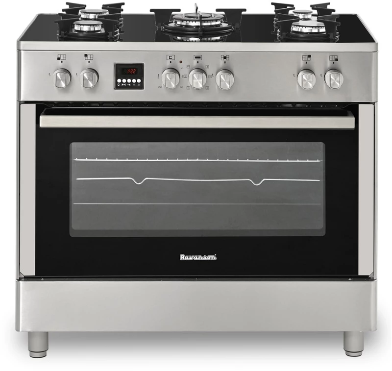 Ravanson KWGE-K90 Glass Inox gas-electric cooker