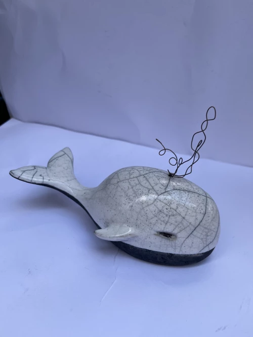 Χειροποίητη Κεραμική Φάλαινα - Λευκό