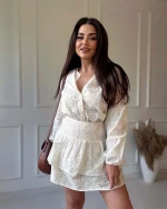 CHICA ΓΥΝΑΙΚΕΙΟ ΚΕΝΤΗΤΟ ΔΙΑΤΡΗΤΟ ΣΕΤ ΠΟΥΚΑΜΙΣΟ & ΜΙΝΙ ΦΟΥΣΤΑ 100% βαμβακέρο